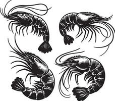 Shrimp silhouette on white background. shrimp logo vector