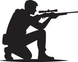 Hunting man silhouette set. Hunting man with gun vector