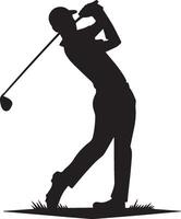 Golf player silhouette on white background. vector