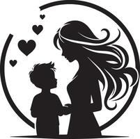 mother and child silhouette with white background. Mother's Day concept vector