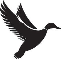 Duck silhouette on white background. duck flying illustration vector