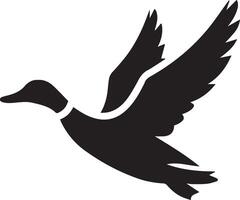 Duck silhouette on white background. duck flying illustration vector