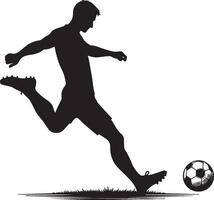 un hombre silueta fútbol jugador o fútbol americano jugador pateando fútbol americano aislado en blanco antecedentes. vector