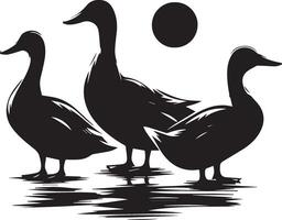 Duck silhouette on white background. duck flying illustration vector