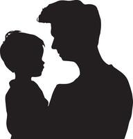 Father and son silhouette isolated on white background. Father's day concept. vector