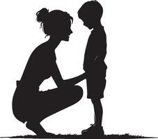 mother and child silhouette with white background. Mother's Day concept vector