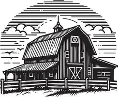 Barn silhouette on white background. Barn logo vector