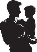 Father and son silhouette isolated on white background. Father's day concept. vector