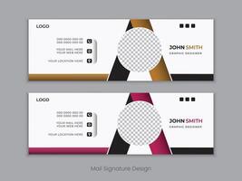 Clean email signature design template with color variations vector