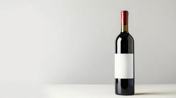 vino botella con un blanco etiqueta, personalizable espacio, aislado en blanco antecedentes foto
