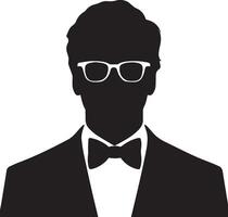 Smart man silhouette isolated on white background. vector