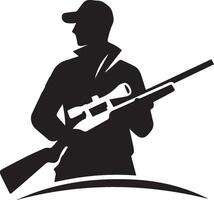 Hunting man silhouette set. Hunting man with gun vector