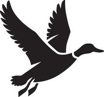 Duck silhouette on white background. duck flying illustration vector