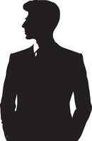 Smart man silhouette isolated on white background. vector