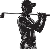 Golf player silhouette on white background. vector