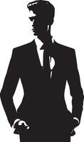 Smart man silhouette isolated on white background. vector