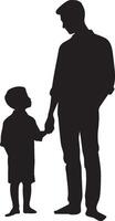 Father and son silhouette isolated on white background. Father's day concept. vector