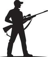 Hunting man silhouette set. Hunting man with gun vector