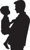 Father and son silhouette isolated on white background. Father's day concept. vector