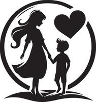 mother and child silhouette with white background. Mother's Day concept vector