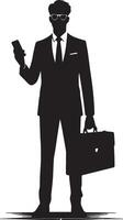 Smart man silhouette isolated on white background. vector