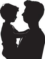 Father and son silhouette isolated on white background. Father's day concept. vector