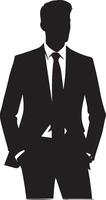 Smart man silhouette isolated on white background. vector