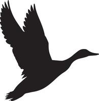 Duck silhouette on white background. duck flying illustration vector