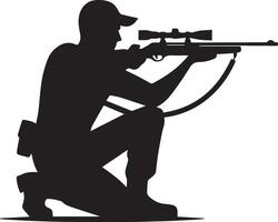 Hunting man silhouette set. Hunting man with gun vector