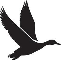 Duck silhouette on white background. duck flying illustration vector