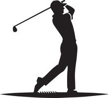 Golf player silhouette on white background. vector