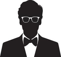 Smart man silhouette isolated on white background. vector