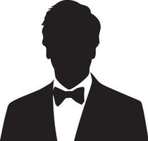 Smart man silhouette isolated on white background. vector