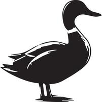 Duck silhouette on white background. duck flying illustration vector