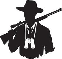 Hunting man silhouette set. Hunting man with gun vector