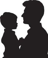 Father and son silhouette isolated on white background. Father's day concept. vector