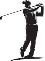 Golf player silhouette on white background. vector