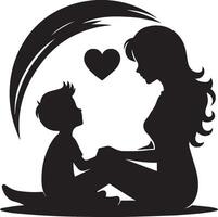 mother and child silhouette with white background. Mother's Day concept vector