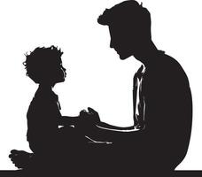 Father and son silhouette isolated on white background. Father's day concept. vector