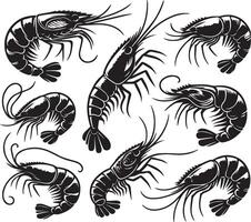 Shrimp silhouette on white background. shrimp logo vector