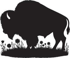 Bison silhouette isolated on white background. Cow logo vector