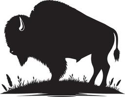 Bison silhouette isolated on white background. Cow logo vector