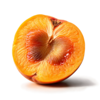 albicocca con affettato metà e fossa esposto nel arancia carne cibo e culinario concetto png