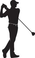 Golf player silhouette on white background. vector