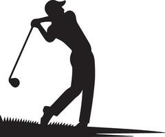 Golf player silhouette on white background. vector