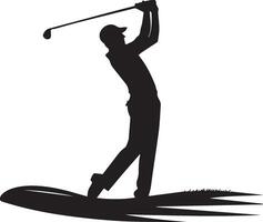 Golf player silhouette on white background. vector