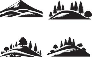 Hill silhouette on white background vector