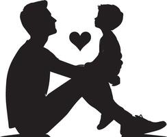 Father and son silhouette isolated on white background. Father's day concept. vector