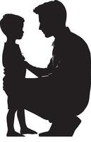 Father and son silhouette isolated on white background. Father's day concept. vector