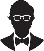 Smart man silhouette isolated on white background. vector